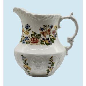Aynsley Bone China Floral Embossed Cream Pitcher Tea Coffee Cottage Garden